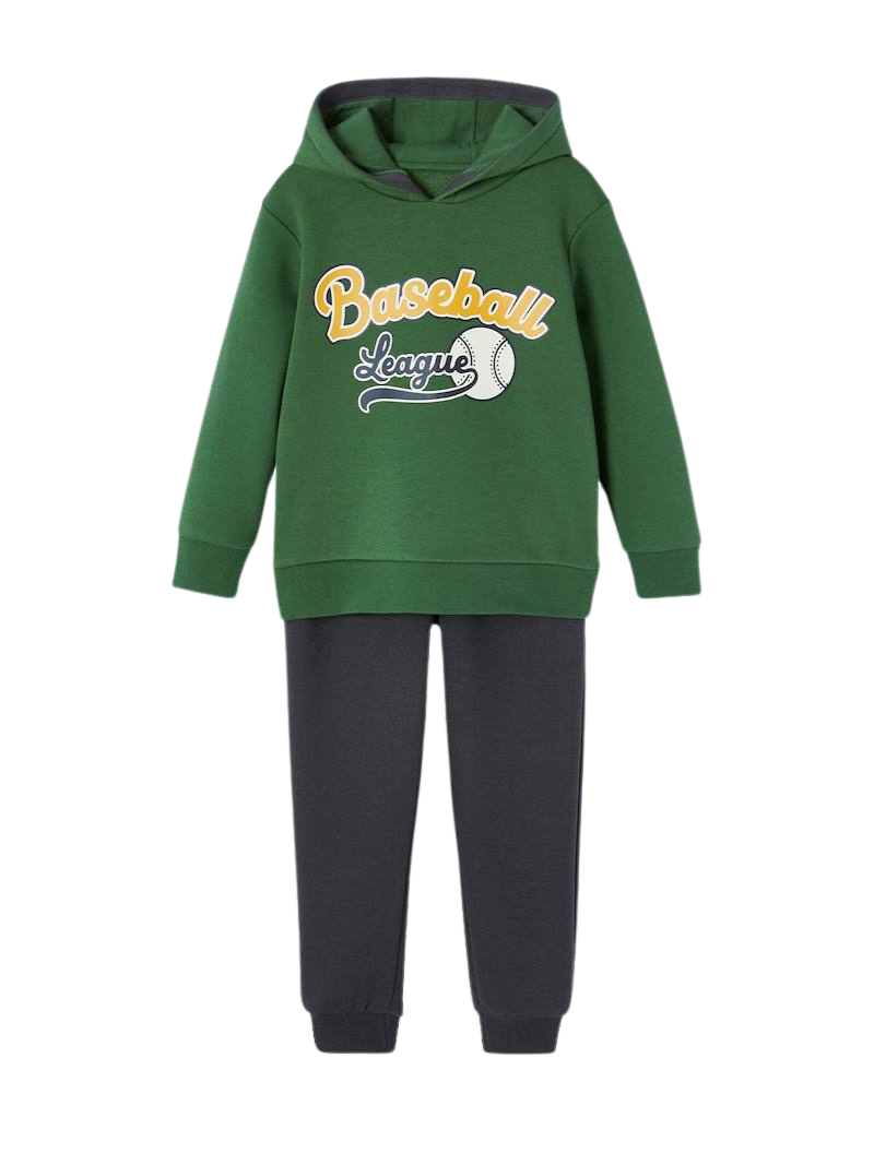 Jungen Sport-Set: Kapuzensweatshirt & Jogginghose - grün